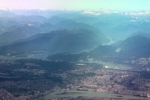 Burnaby and Coquitlam BC from the air